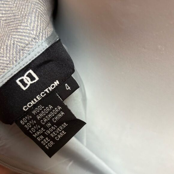 Doncaster Blue & White Midi Pencil Skirt | Wool Angora Blend | Size 4 - Picture 5 of 6